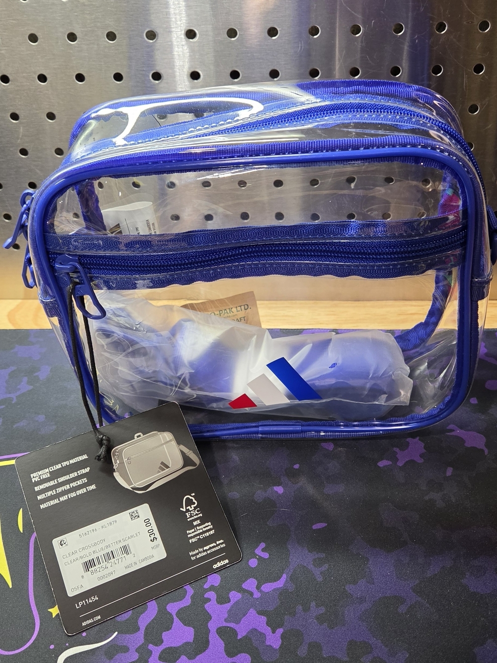 adidas Clear Travel Cosmetic Pouch with Blue Trim Cross Body